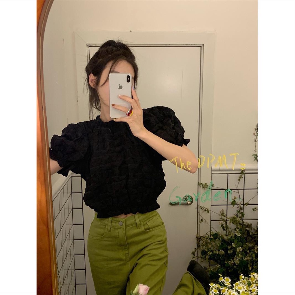 Áo nữ tiểu thư xốp nhăn tay chun bồng phong cách vintage