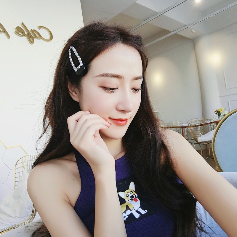 Kẹp tóc kim loại đính hạt ngọc trai giả