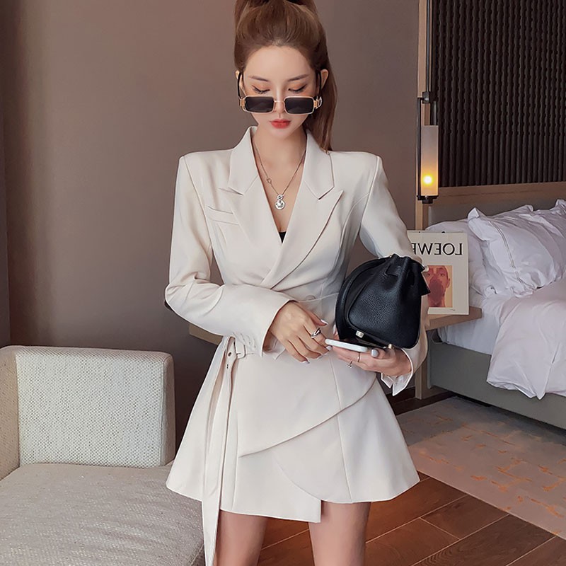 Đầm sơ mi nữ kiểu vest tay dài Emilyshop