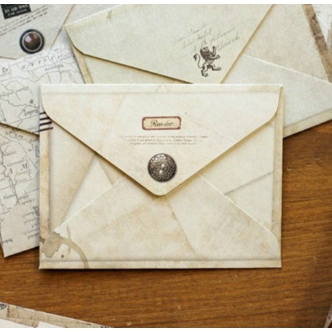 Bộ 12 phong bì thư với 12 họa tiết phong cách vintage Châu Âu mini