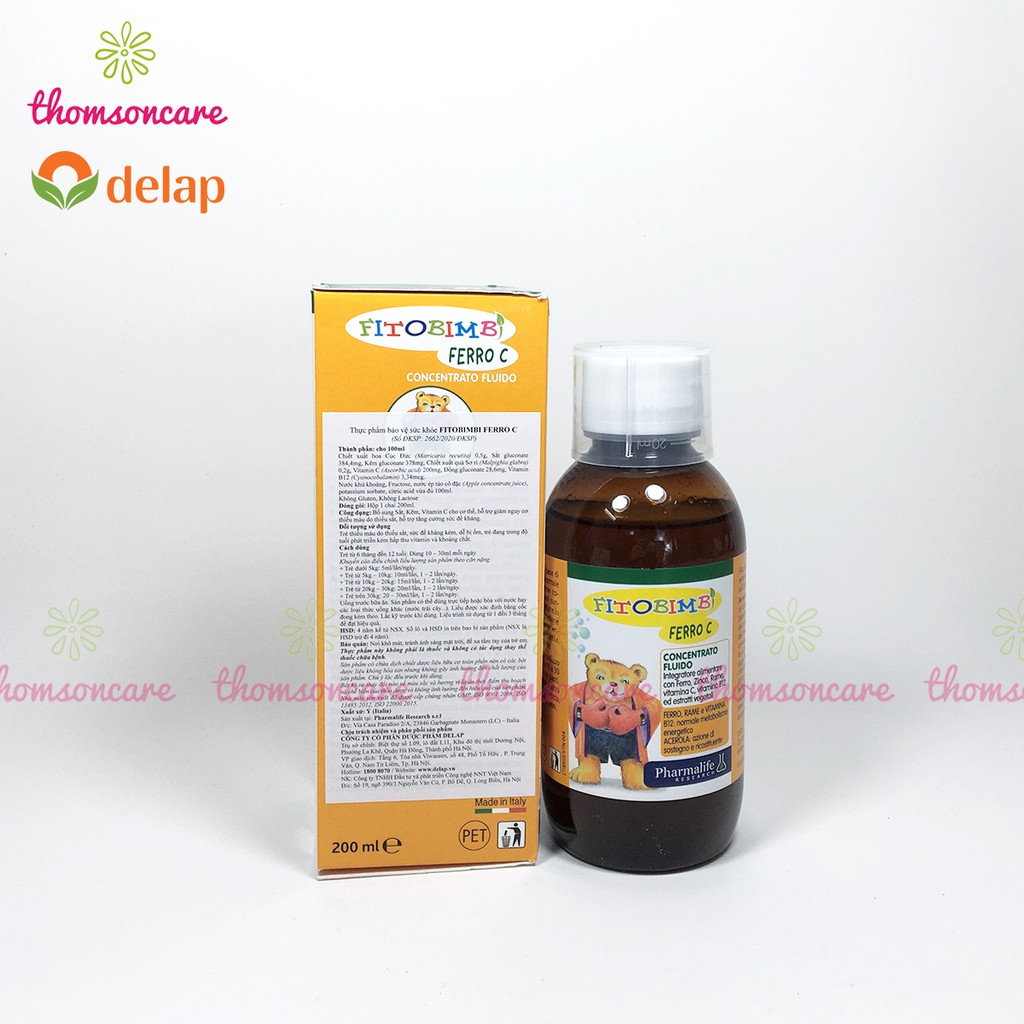 Bổ sung sắt, Vitamin C, kẽm cho bé - Siro Ferro C Bimbi của Fitobimbi, nhập khẩu từ Ý