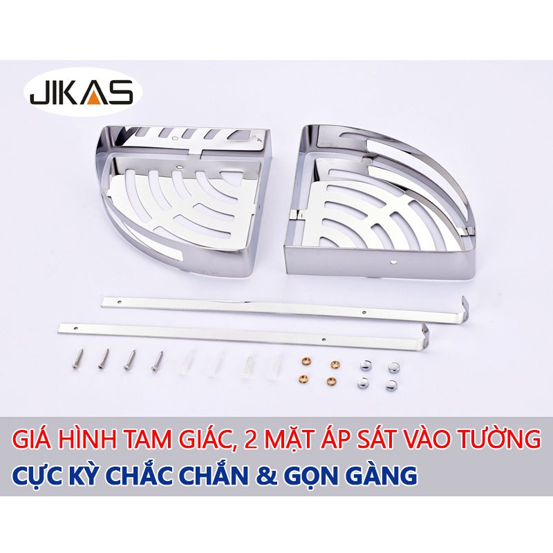 Giá kệ treo tường phòng tắm đa năng 2 tầng inox 304, có móc treo khăn, bông tắm 9047