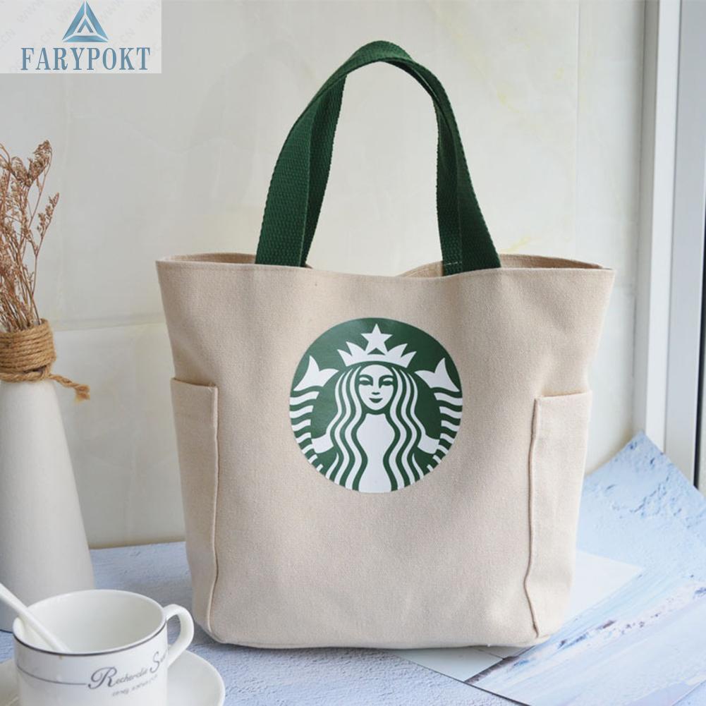 Túi đựng hộp cơm họa tiết Starbucks phong cách Nhật Bản chất liệu thân thiện với môi trường tiện dụng
