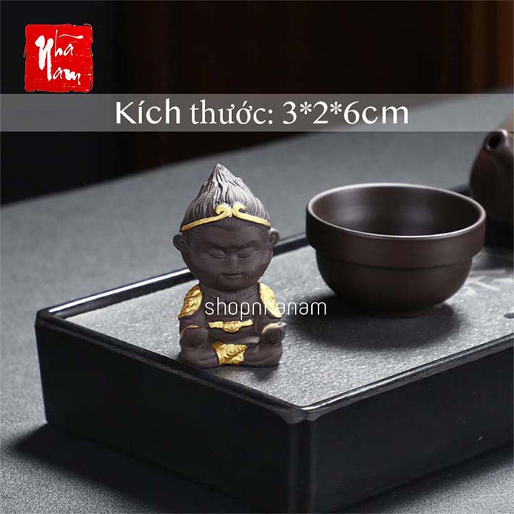 Tượng Tôn Ngộ Không Chắp Bái Tượng Tôn Ngộ Không Thiền Bằng Gốm Mini Size S (không kèm gậy)