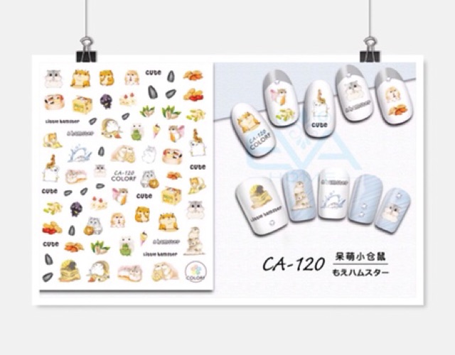 Miếng Dán Móng Tay 3D Nail Sticker Tráng Trí Hoạ Tiết Chuột hamster CA129 SP3-15