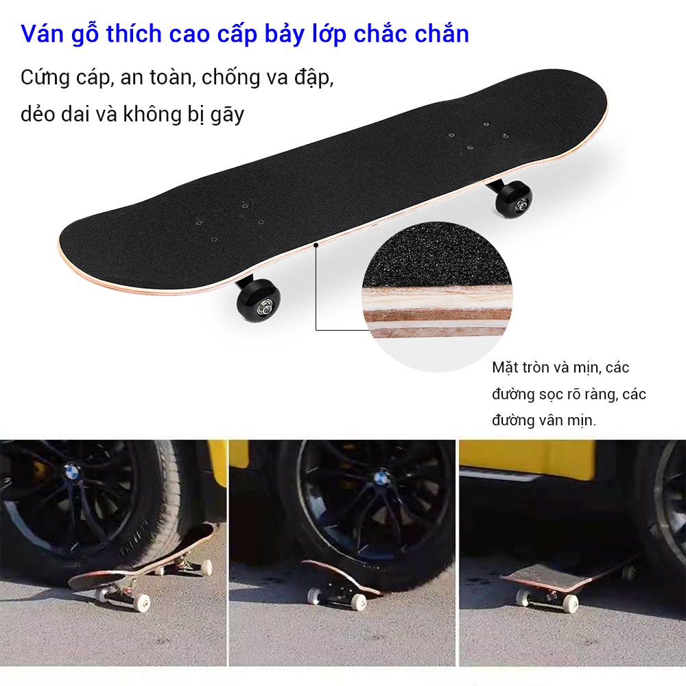 OneTwoFit  Nam và Nữ Teen dành cho Ván trượt người lớn 7 lớp gỗ Phong  ván trượt thể thao， Skateboard 80*20*13CM