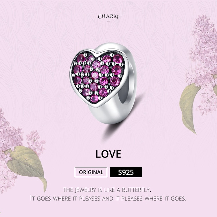 Hạt Phụ Kiện Bamoer SCC1336 Bằng Bạc 925 Có Nút Chặn Bằng Silicon Hình Trái Tim Dùng Để Làm Trang Sức Thủ Công 3mm