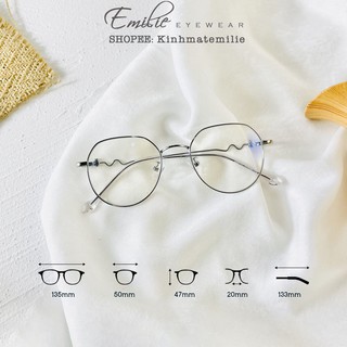Kính gọng mảnh tròn bầu nam nữ Emilie eyewear chất liệu kim loại phụ kiện thời trang 29105