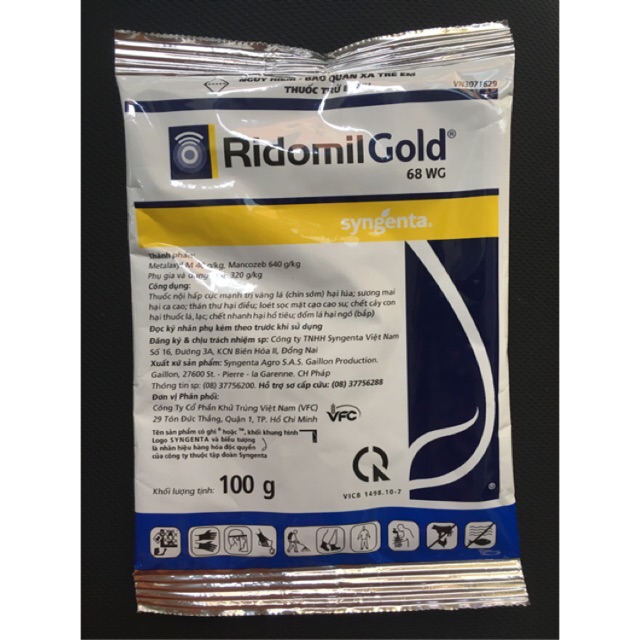 Ridomil Gold thuốc trừ nấm bệnh hại cây trồng gói 100gr