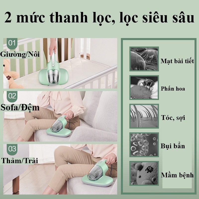 Máy hút bụi nệm, hút bụi sofa diệt khuẩn Haier công suất 300w tia UV khử khuẩn