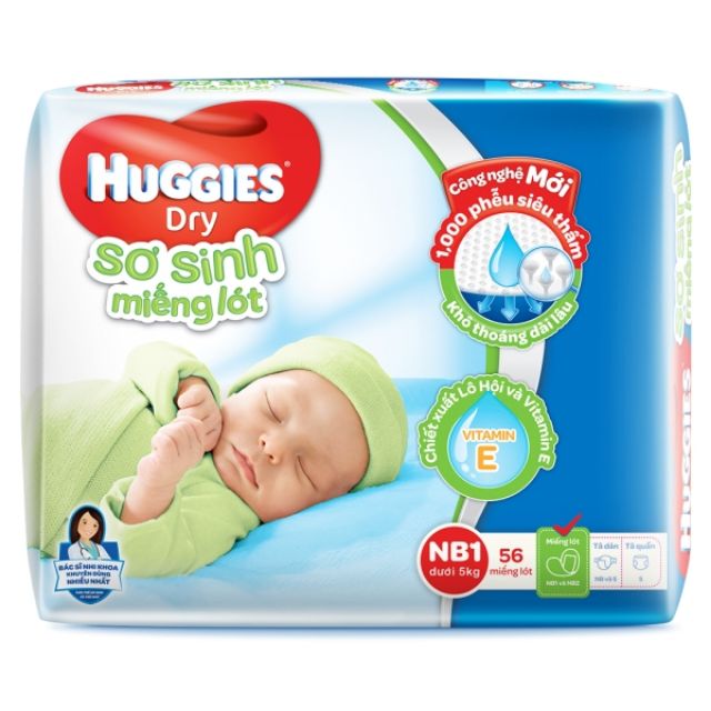 Miếng lót sơ sinh huggies NB1 56 miếng cho bé dưới 5kg