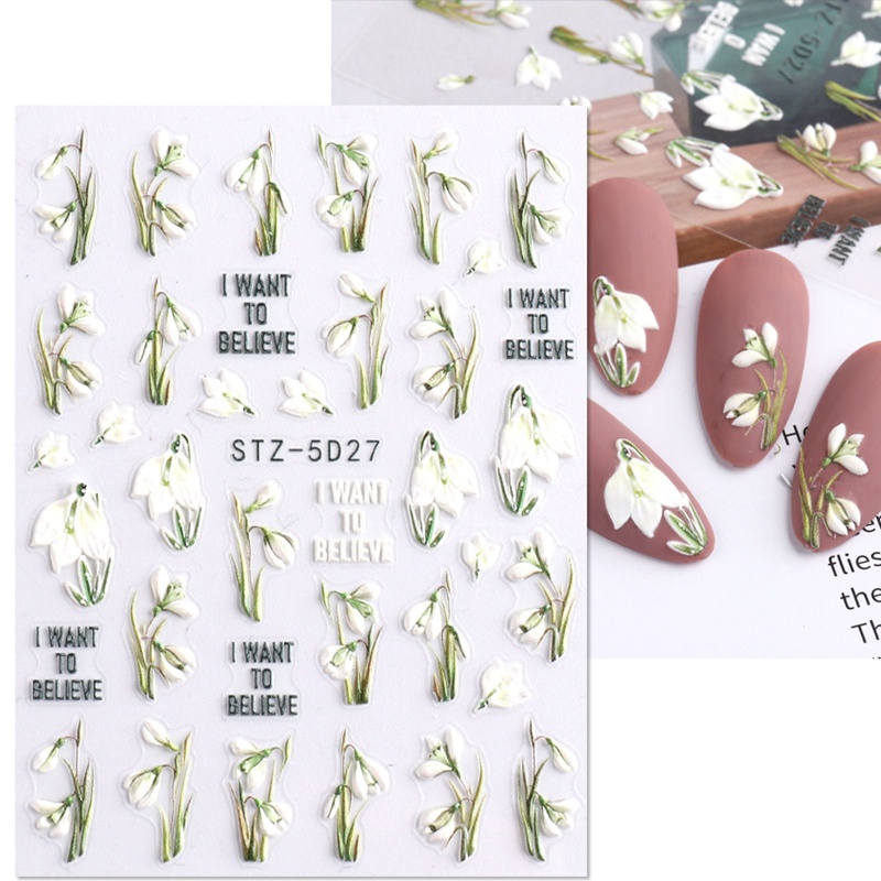 Sa Miếng Dán Trang Trí Móng Tay 5D Hình Hoa Xinh Xắn