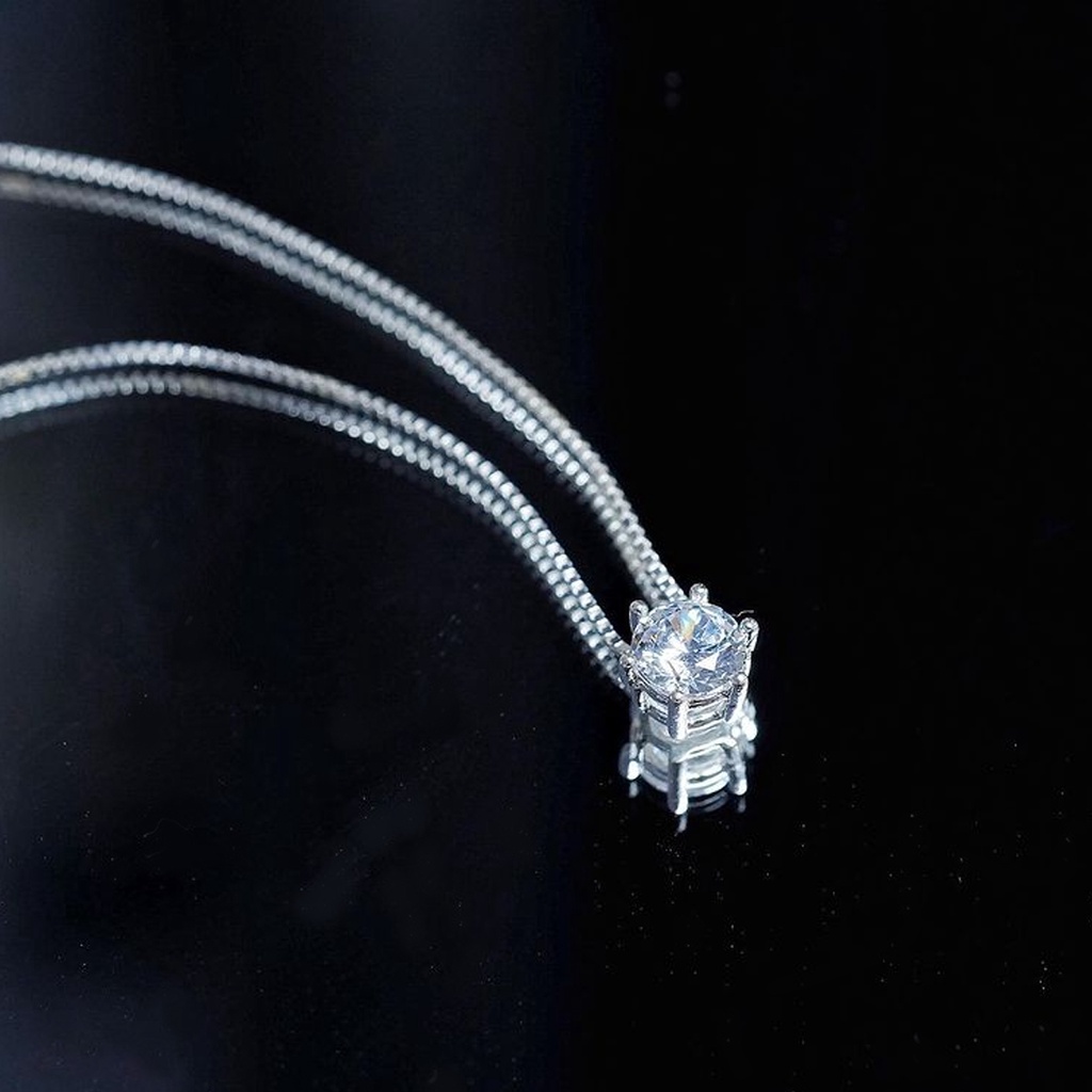 Dây chuyền bạc nữ PANSY hạt đá tròn đơn giản, vòng cổ bạc đẹp 925 mặt nụ đá giá tốt