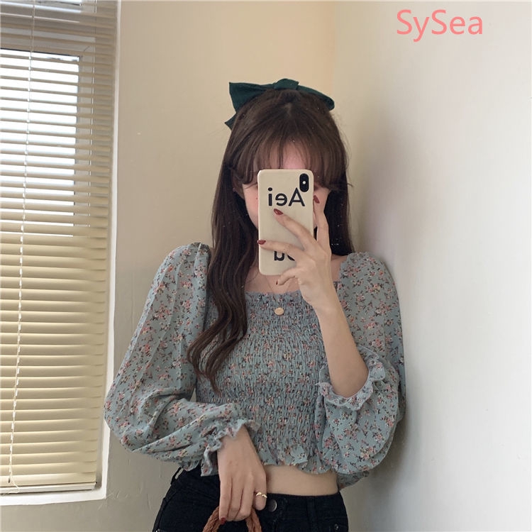 Áo chiffon dài tay in hoa thời trang mùa hè xinh xắn cho nữ | BigBuy360 - bigbuy360.vn