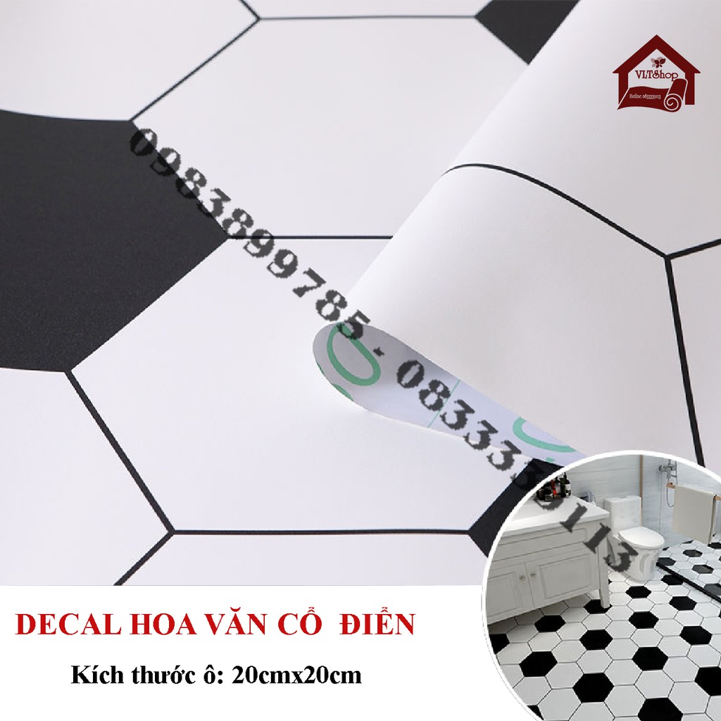 [60cmx1m Giấy dán tường gạch bông - decal dán tường họa tiết gạch bông bóc dán