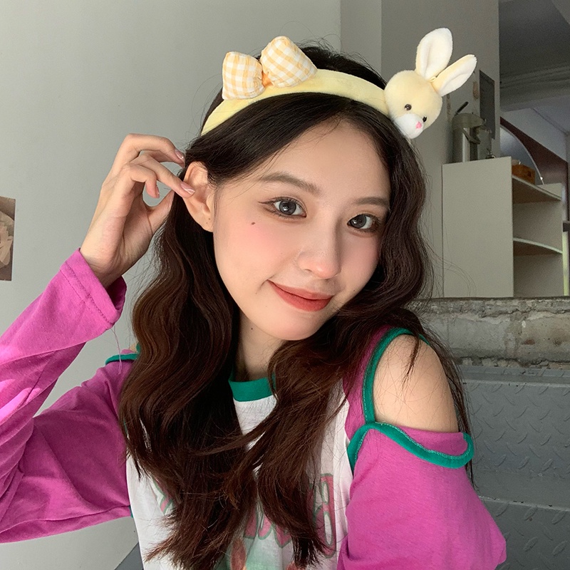 Băng Đô Cài Tóc Họa Tiết Thỏ Hoạt Hình Dễ Thương Xinh Xắn