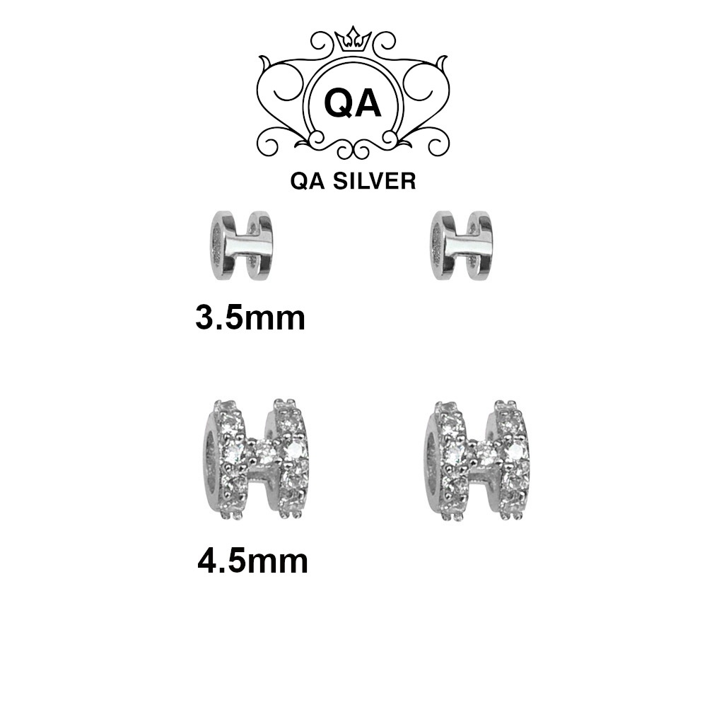 Khuyên tai bạc 925 chữ cái H đính đá bông nam nữ nhỏ S925 LETTER Silver Earrings QA SILVER EA211003