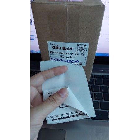 100 Tem dán ghi mã vận đơn hình gấu cute, nhận in theo yêu cầu từ 3 combo kích thước 7x5cm
