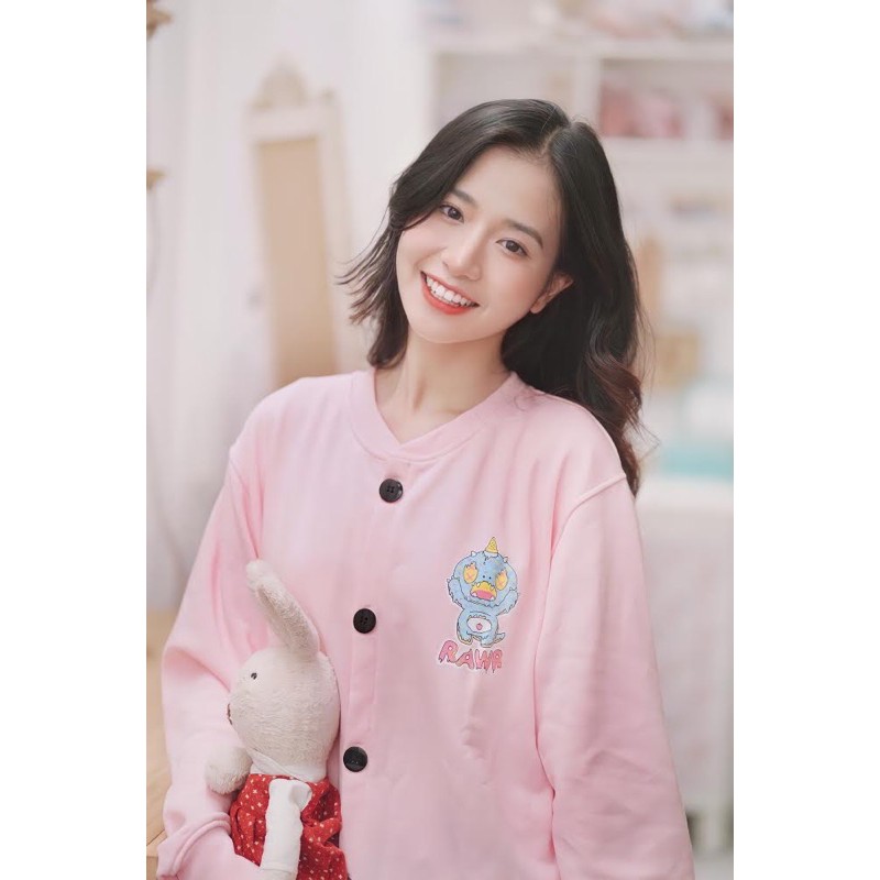 Áo khoác nỉ | Áo khoác nam nữ Donut cardigan - XXME - Hồng/ Be/ Đen