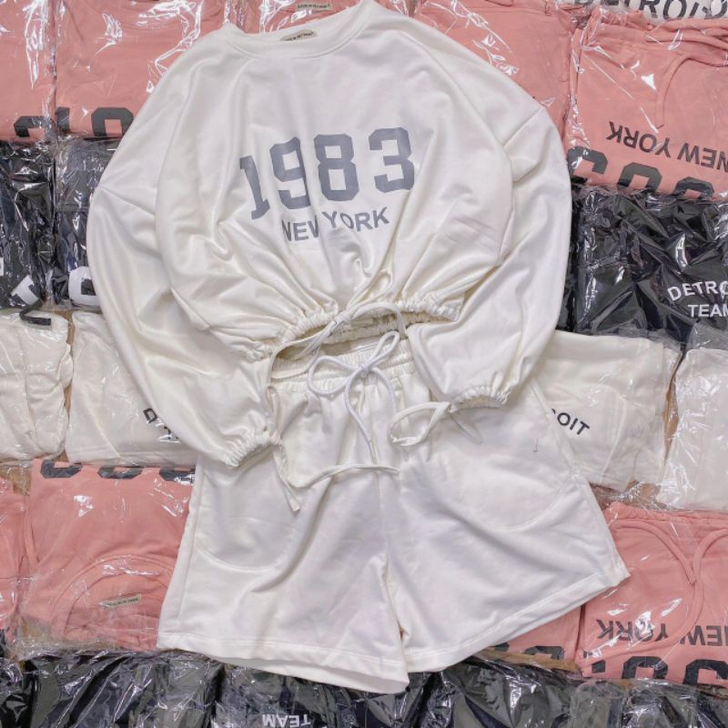 Bộ Đồ Thụng Quần Dài, Quần Đùi Áo Thun 1983 Rút Dây Gấu Áo Form Rộng Ulzzang ❤️