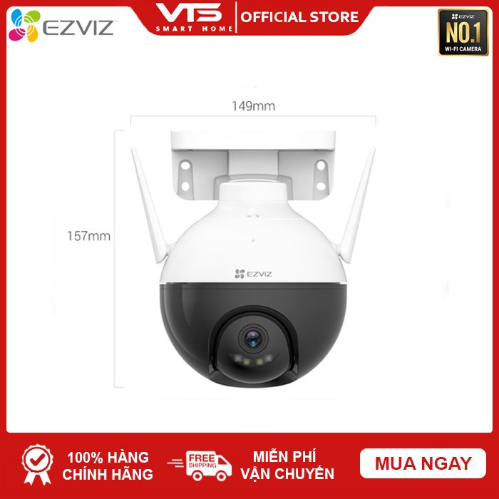Camera WIFI C8W 4MP WIFI Xoay 360 Ngoài Trời EZVIZ Đàm Thoại - Màu Ban Đêm Thông Minh, Chính Hãng 24TH