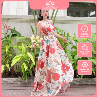 Đầm maxi thiết kế 2 lớp vải mềm mịn cao cấp cực đẹp tặng kèm dây cột eo