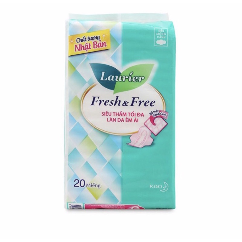 Băng Vệ Sinh Laurier Fresh & Free Siêu Mỏng Cánh (Gói 20 Miếng)