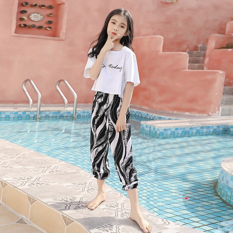 Quần Dài Thể Thao Vải Cotton Mỏng Dáng Rộng Chống Muỗi Phong Cách Hàn Quốc Cho Bé