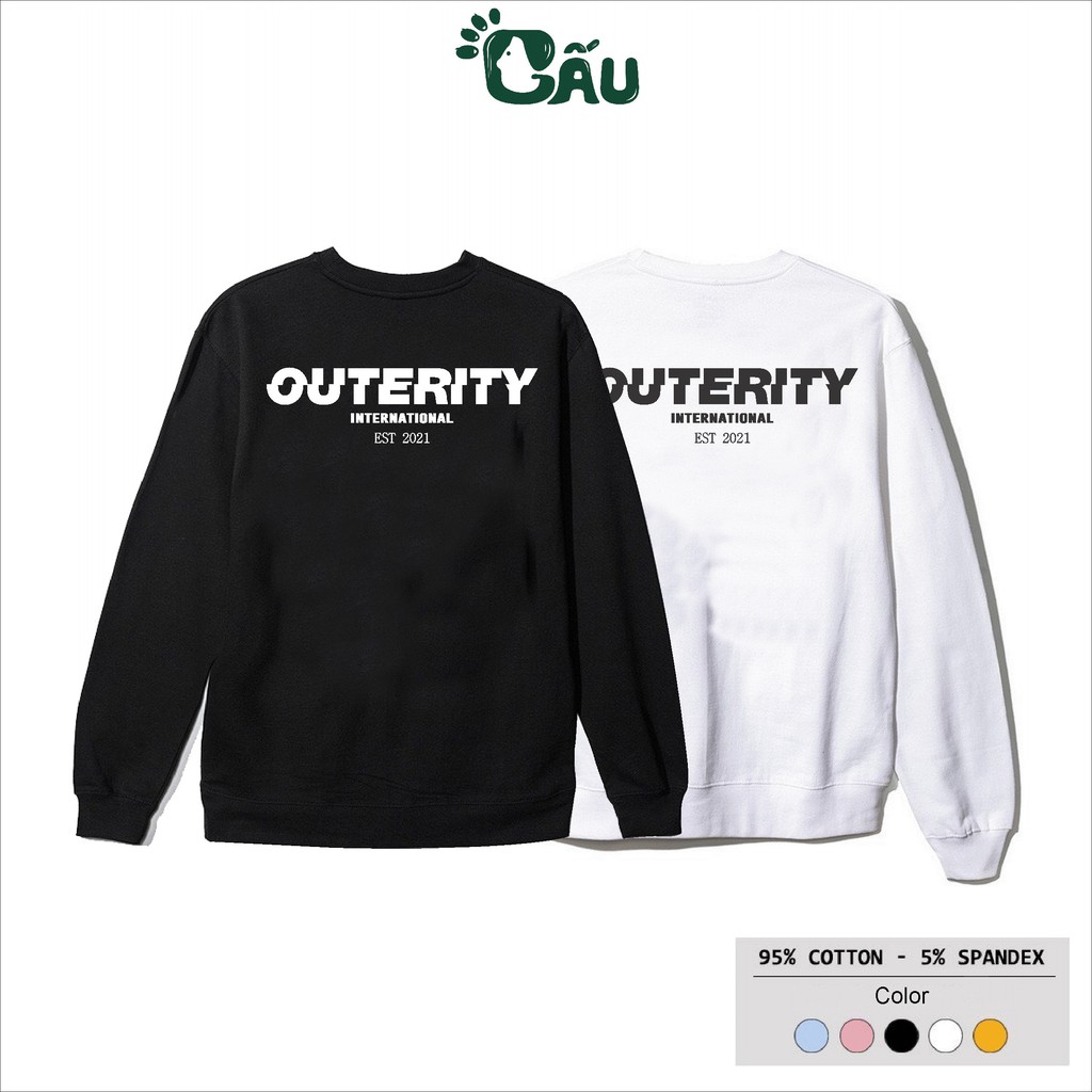 Áo sweater GẤU 194 vải thu đông co dãn, dày dặn mềm mịn form rộng phong cách Unisex - Sweater OUTERITY