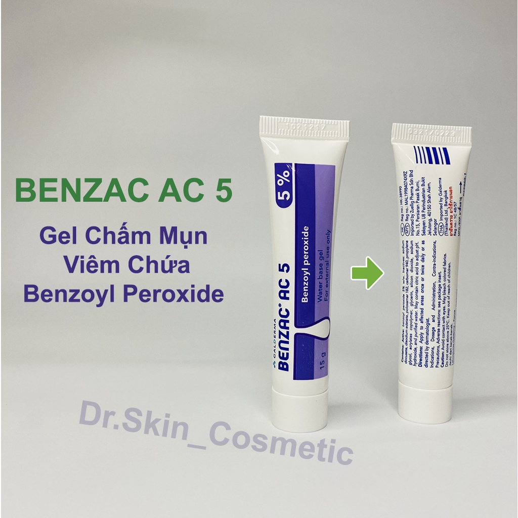 Benzac AC 5 Benzoyl Peroxide - Gel Chấm Mụn Giảm Viêm, Gom Cồi Se Nhân Mụn Cực Tốt (15g)