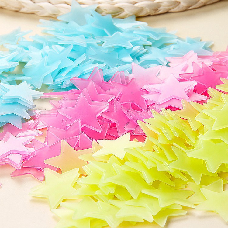 Sticker Dạ Quang Dán Tường Hình Ngôi Sao và mặt trăng Ngôi Sao 3D Dán Tường Phát Sáng Trong Đêm
