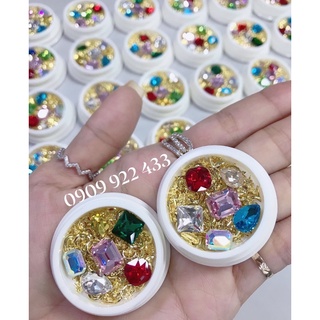 Set charm kim loại mix đá khối trang trí móng xinh