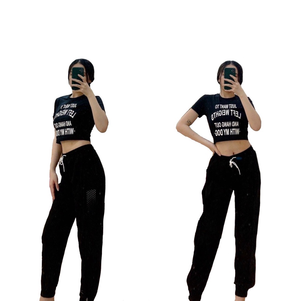 Quần Dài Jogger Tập Gym Nữ Phối Lưới Bin Sports Q113 v1