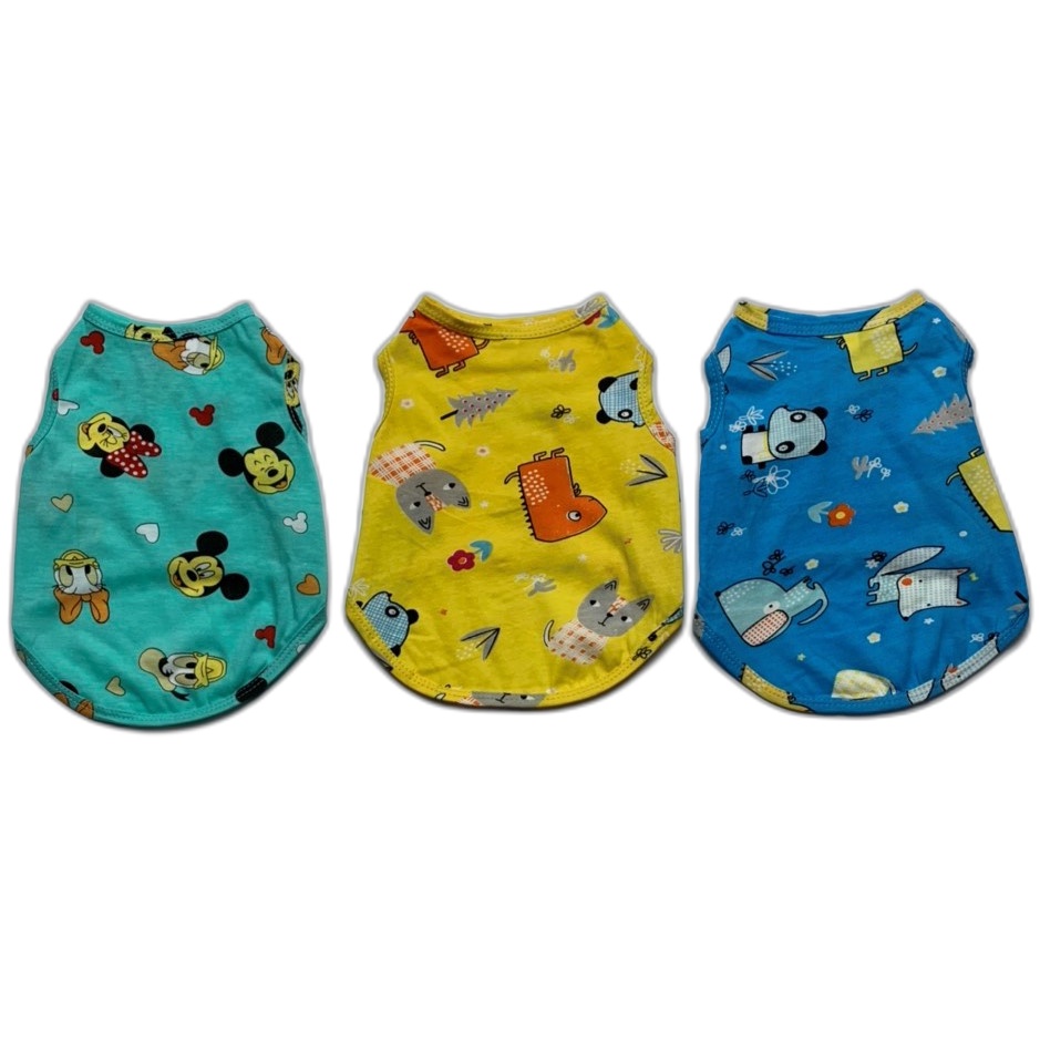 Áo cho chó mèo bằng vải cotton thoáng mát mùa hè in hình nghộ nghĩnh giá rẻ