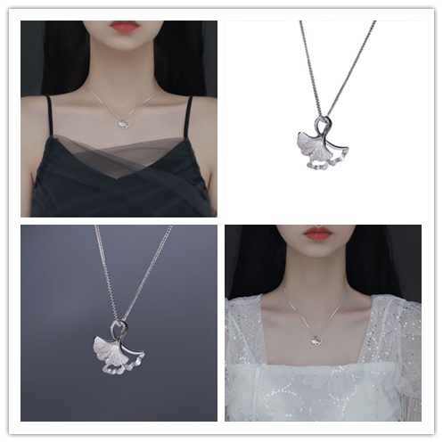 Vòng cổ Mặt Hình Chiếc Lá Màu Bạc Phong Cách Thời Trang Dành Cho Nữ