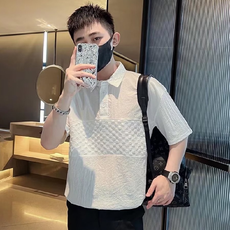 Áo Thun POLO Tay Ngắn Dáng Rộng Cài Nút Thoáng Khí Thoải Mái Phong Cách Hip Hop Đường Phố Hàn Quốc Cho Nam Cỡ M-3XL