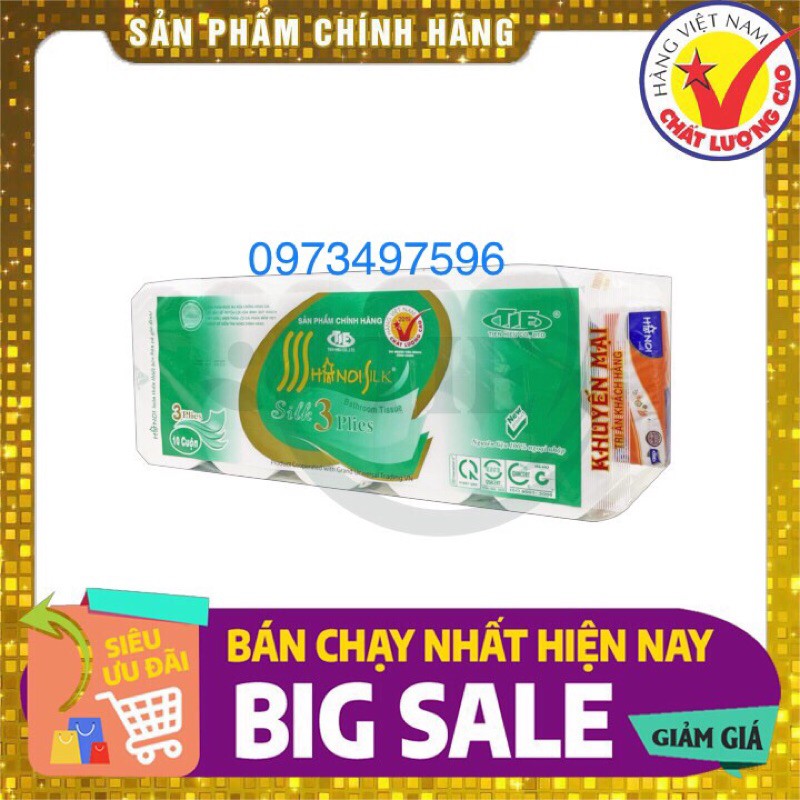 [Mã LIFEHLSALE2 giảm 10% đơn 0Đ] Giấy Vệ Sinh Hà Nội Không Lõi Siêu Dai Siêu Mịn 10 Cuộn