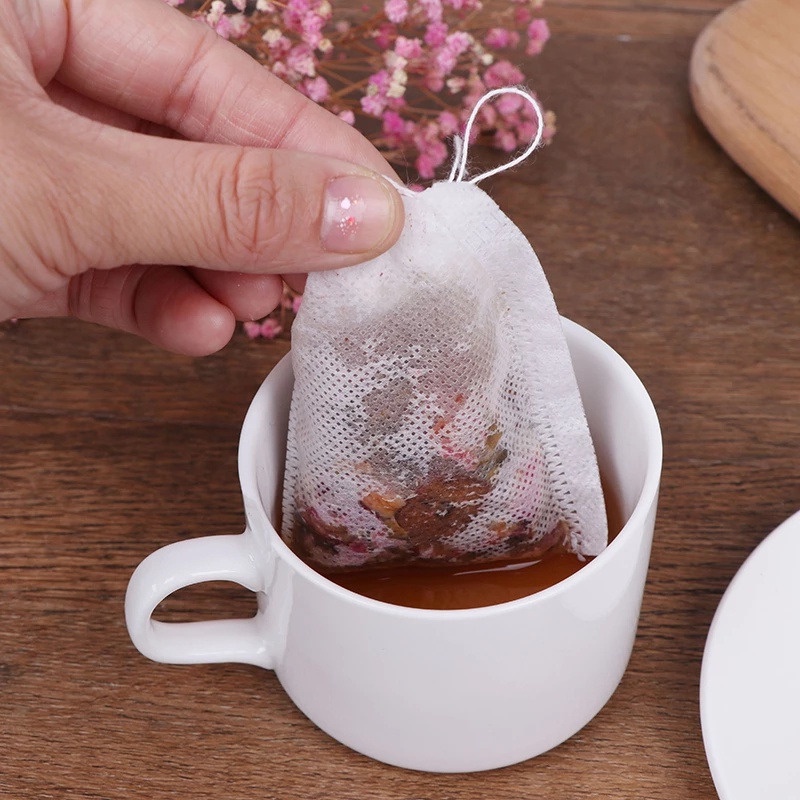 Bộ 50 Túi Lọc Trà Dây Rút Bằng Vải Không Dệt Dùng Một Lần