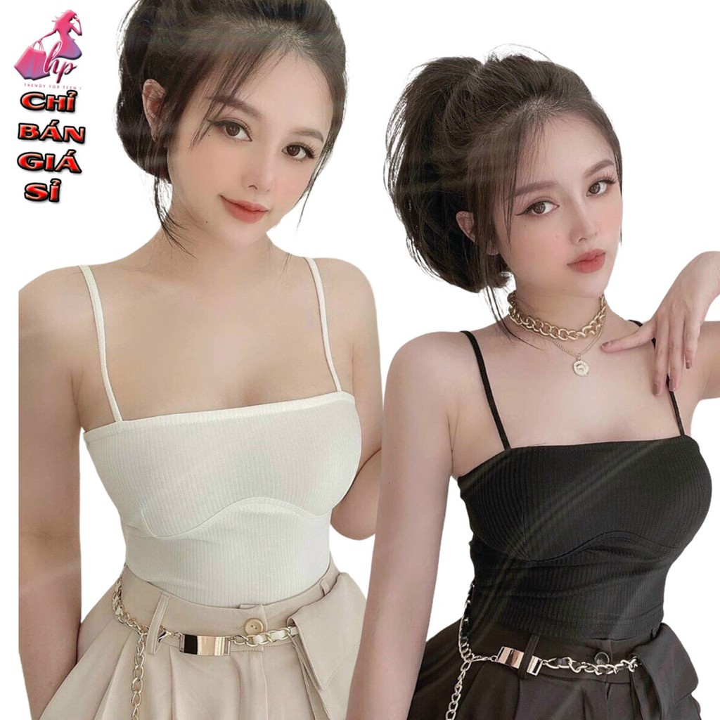 Áo kiểu croptop 2 dây nữ đẹp ôm body thun gân phong cách hàn quốc cực dễ thương mẫu mới thời trang 2021