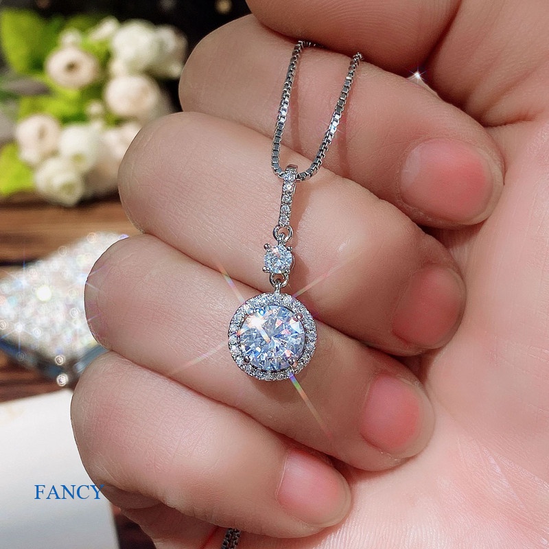 Vòng cổ Mặt Tròn 8MM Đính Đá Sang Trọng Cho Nữ