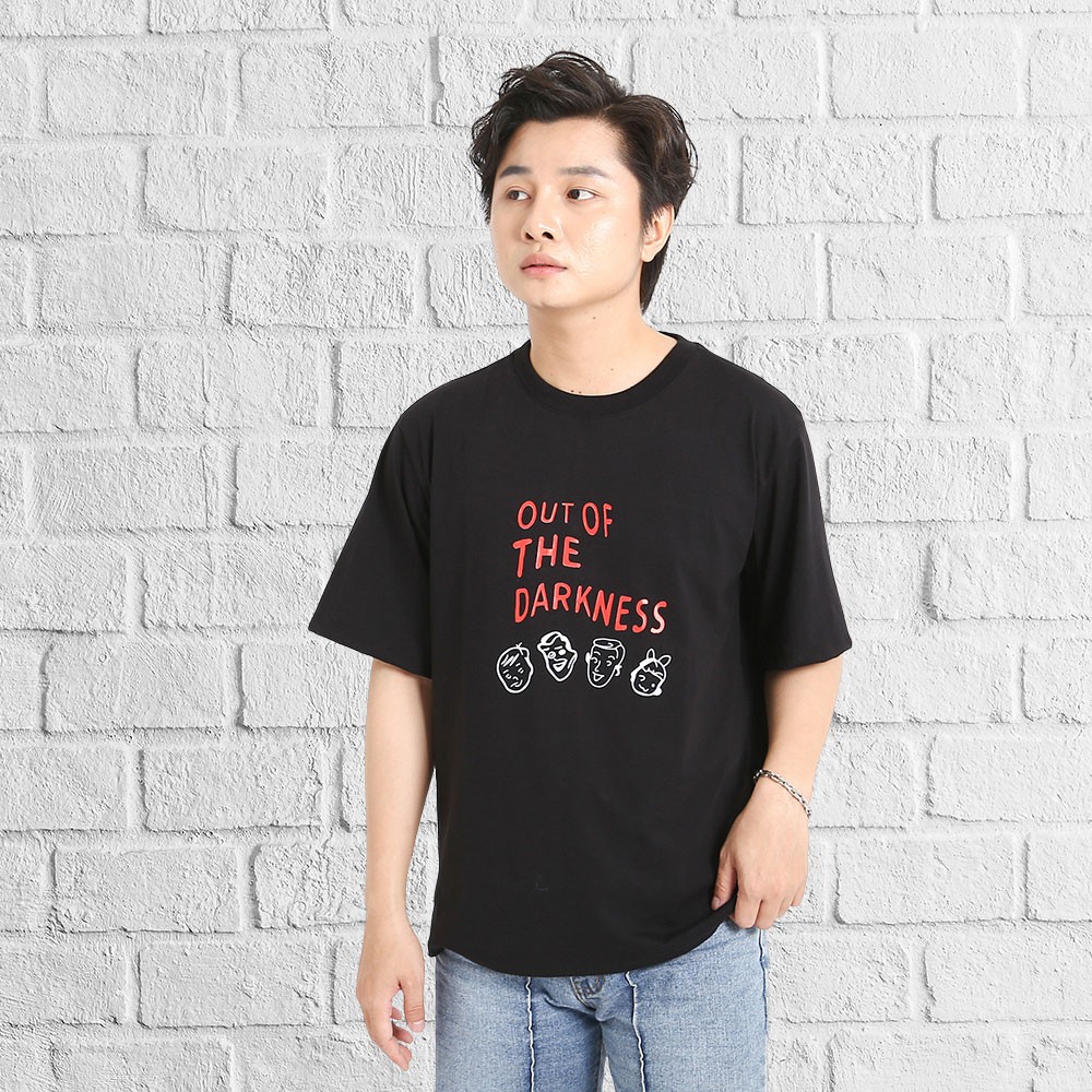 Áo thun tay lỡ phong cách unisex cổ tròn cho nam nữ in OUT OF THE DARKNESS đẹp T22