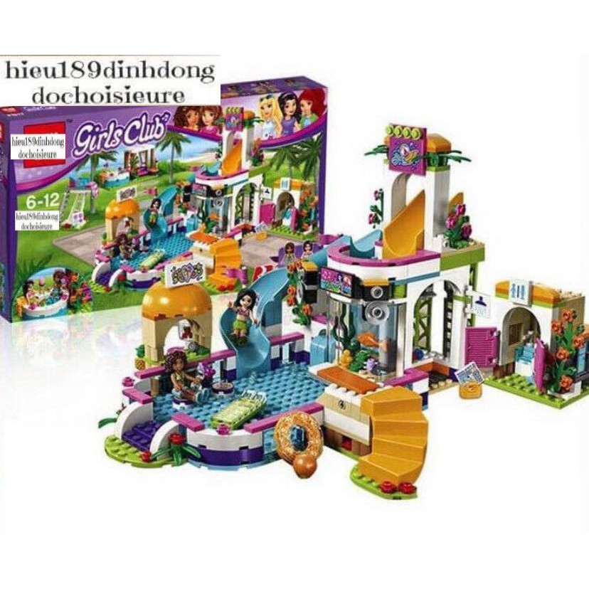 Lắp ráp xếp hình NOT Lego Friends 41313 Lepin 01013, Bela 10611 : bể bơi mùa hè Hồ Trái Tim 593 mảnh