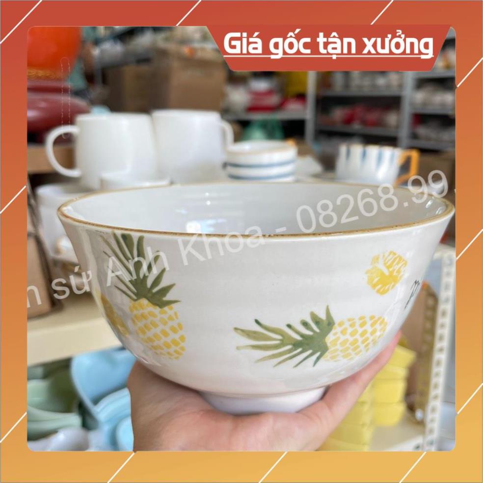 Siêu Sale - Sét Chén Dĩa Dễ Thương Đĩa Sứ Sét Bát Đĩa Decor, Bát Ăn Cơm Chén Sứ Họa Tiết Quả Dứa xinh yêu.