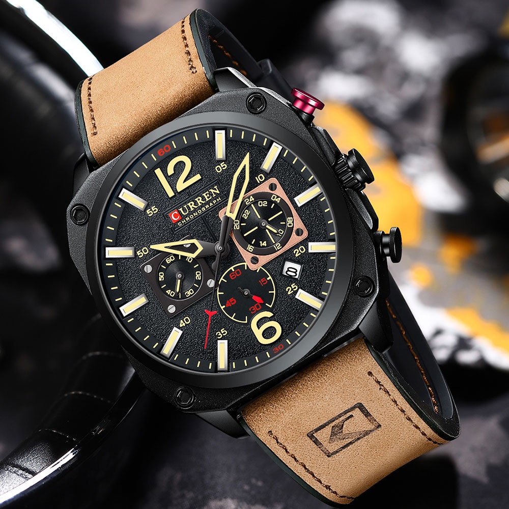 CURREN Men's watch fashion casual waterproof leather strap quartz 8398L | BigBuy360 - bigbuy360.vn