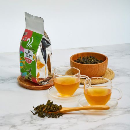 Trà Cầu Đất farm (trà xanh, trà lài, trà sen, trà Oolong) túi thiếc 50g