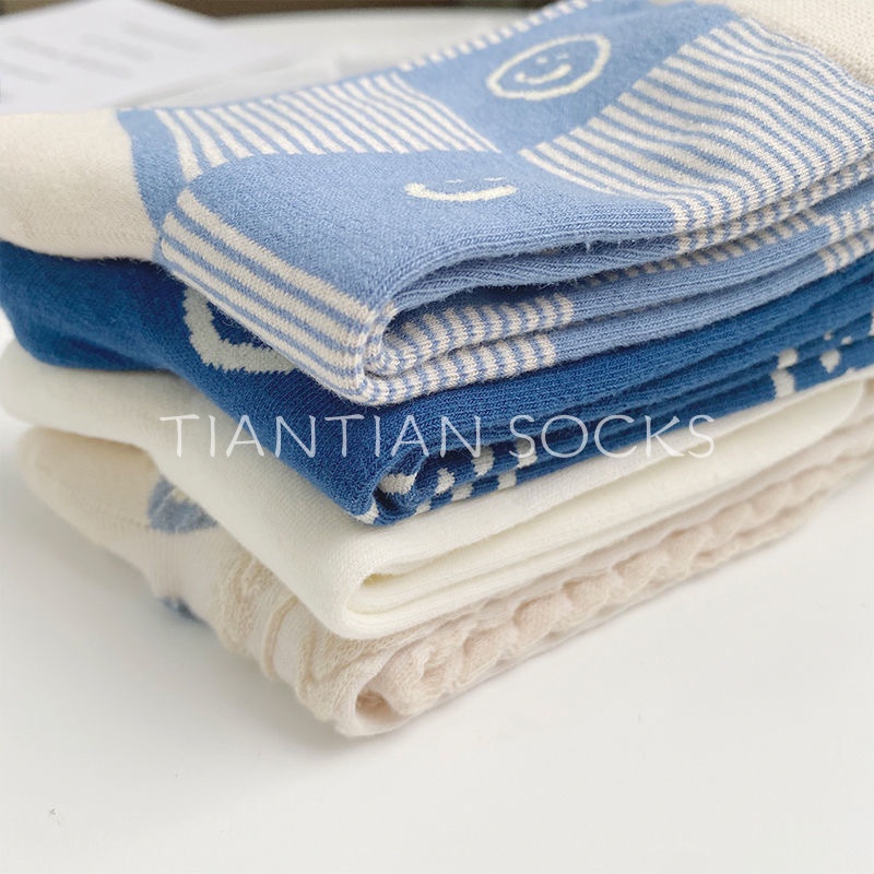 TIAN TIAN T152 Vớ nữ cổ cao tất Cotton In Họa Tiết Hoạt Hình Phong Cách Nhật Bản Độc Đáo