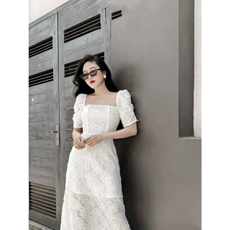 (ẢNH THẬT) Đầm thiết kế midi voan thêu 3D cao cấp - S | BigBuy360 - bigbuy360.vn