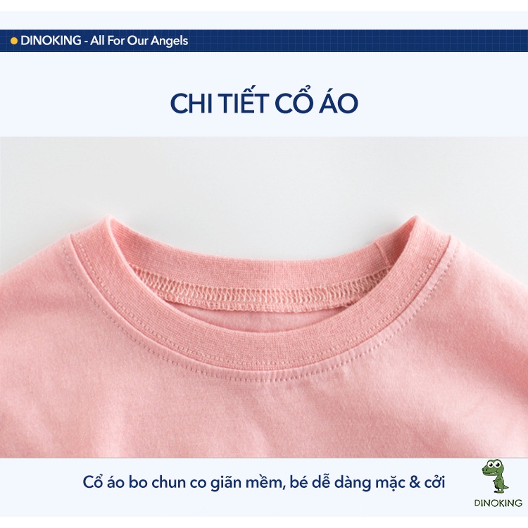 Bộ cộc tay bé gái DINOKING Đồ bộ quần áo mùa hè phong cách thể thao chất cotton mềm mịn DB12