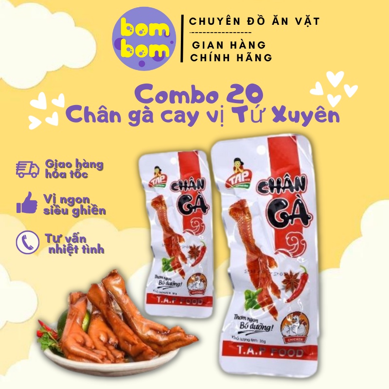 Combo 20 Chân Gà Cay Vị Việt Nam Size To 50g - Ăn Vặt Bom Bom