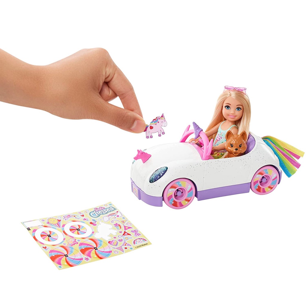 Đồ Chơi Búp Bê Barbie Club Chelsea và Chiếc Xe Hơi Cầu Vồng Chelsea n Rainbow Unicorn Car